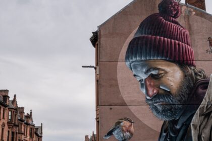 beautiful graffiti paining on the building in Glasgow city, Scotland