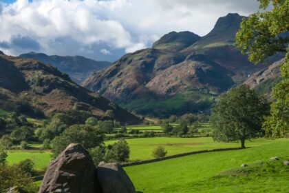 Langdale pikes in english lake district national park, england, europe