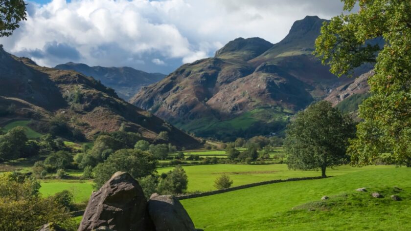 Langdale pikes in english lake district national park, england, europe