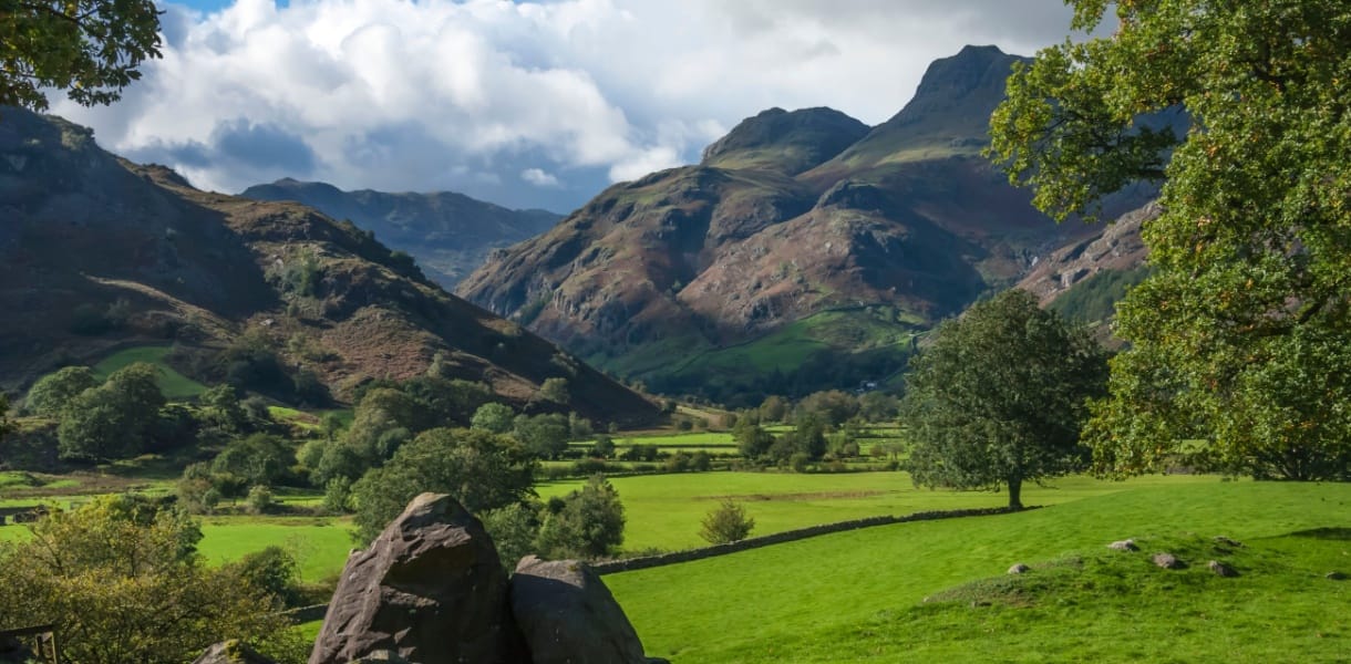 Langdale pikes in english lake district national park, england, europe