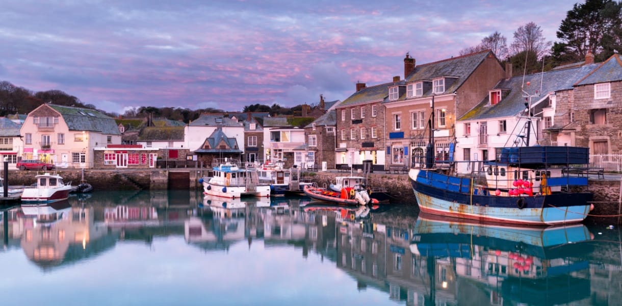 Dawn at the harbour in Padstow an historic fishing town on the north Cornwall coast