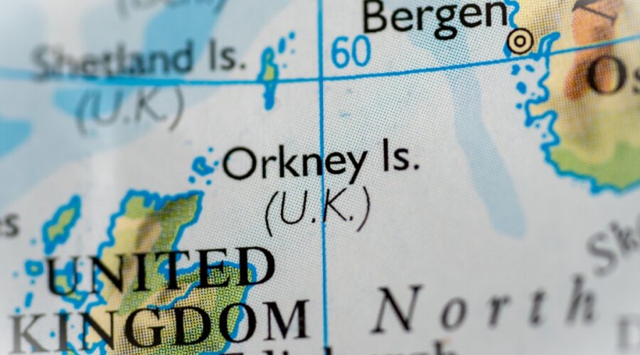 Orkney Islands highlighted on a map